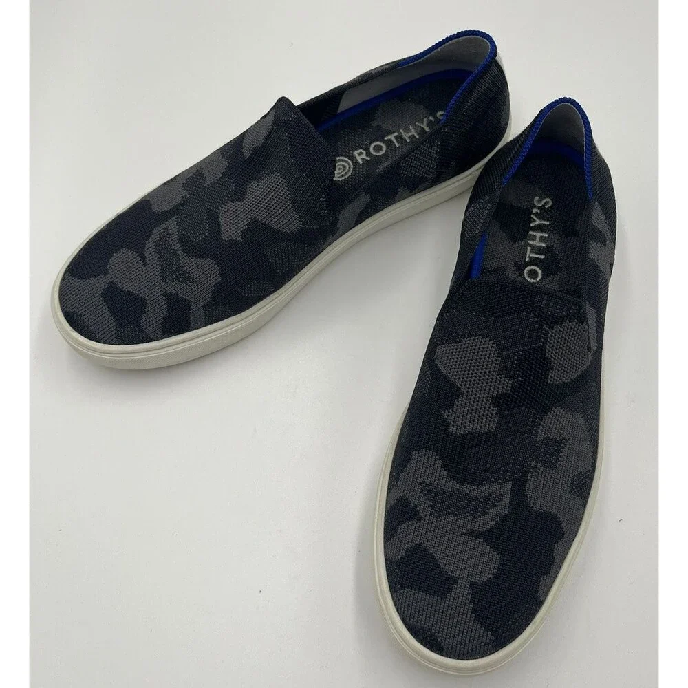 Rothy’s The Original Women’s 8.5 Gray‎ Camo Knit Slip On Flats Sneakers Washable